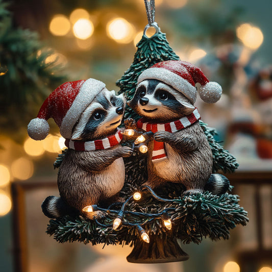 Raccoons Hanging Christmas LT2110015CL Christmas Ornament