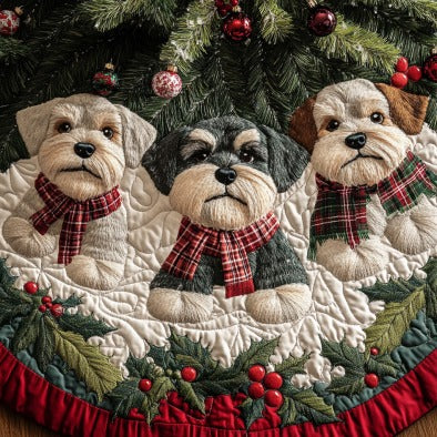 Christmas Miniature Schnauzers XR1310018CL Quilted Christmas Tree Skirt