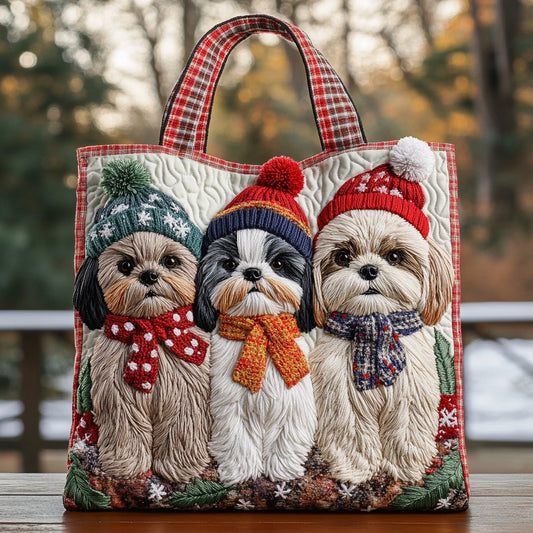 Jolly Little Shih Tzu XR3010008CL Quilted Tote Bag