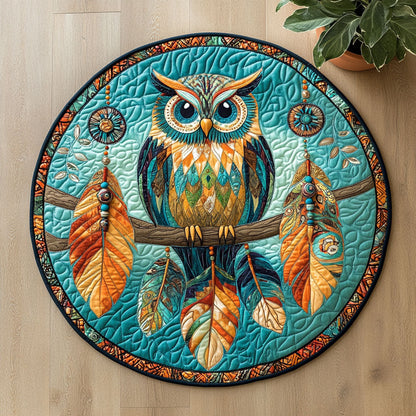 Owl Native American CW1706033CL Quilted Round Mat
