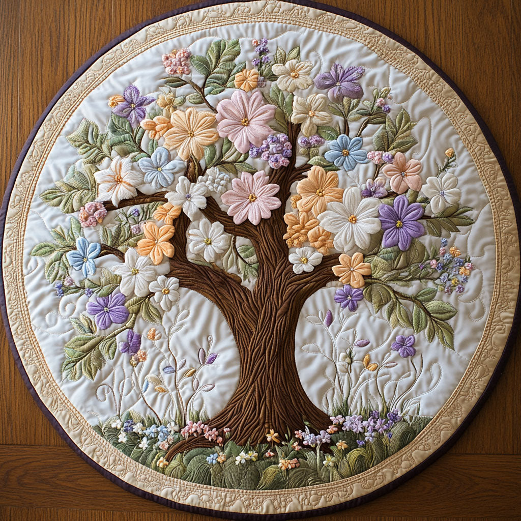 Peaceful Tree WN0808069CL Quilted Round Mat