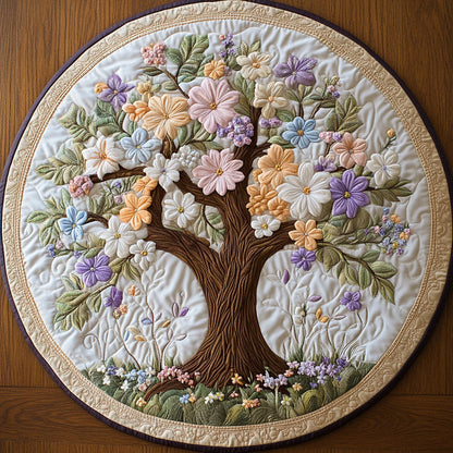 Peaceful Tree WN0808069CL Quilted Round Mat
