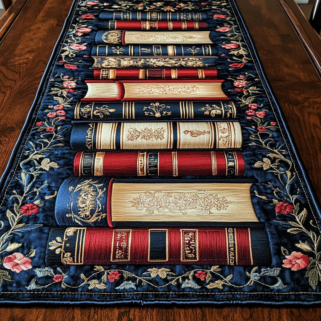 The Booklover’s Table WJ1306038CL Quilted Table Runner