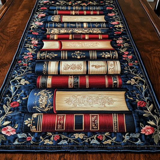 The Booklover’s Table WJ1306038CL Quilted Table Runner