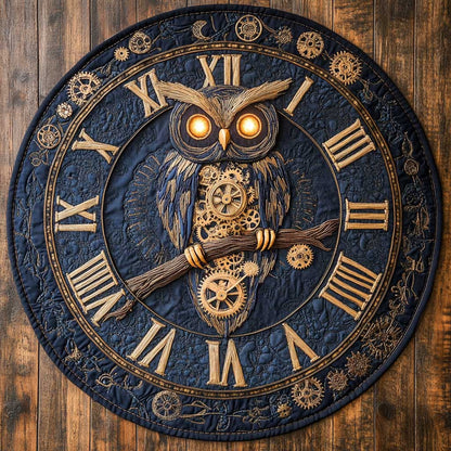 Timekeeper Owl WN0905072CL Quilted Round Mat