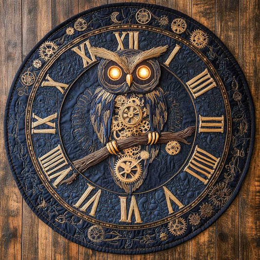 Timekeeper Owl WN0905072CL Quilted Round Mat