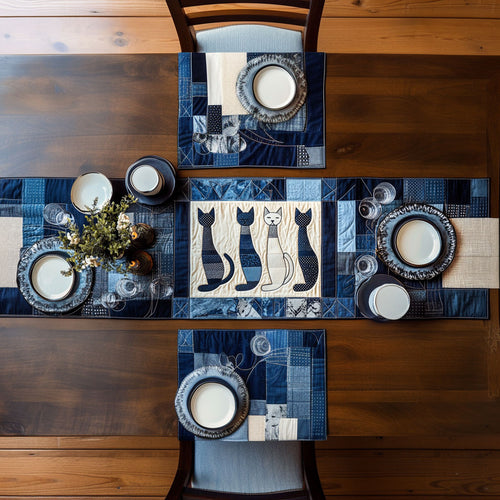 Cat Shadows WN0407040CL Quilted Table Runner