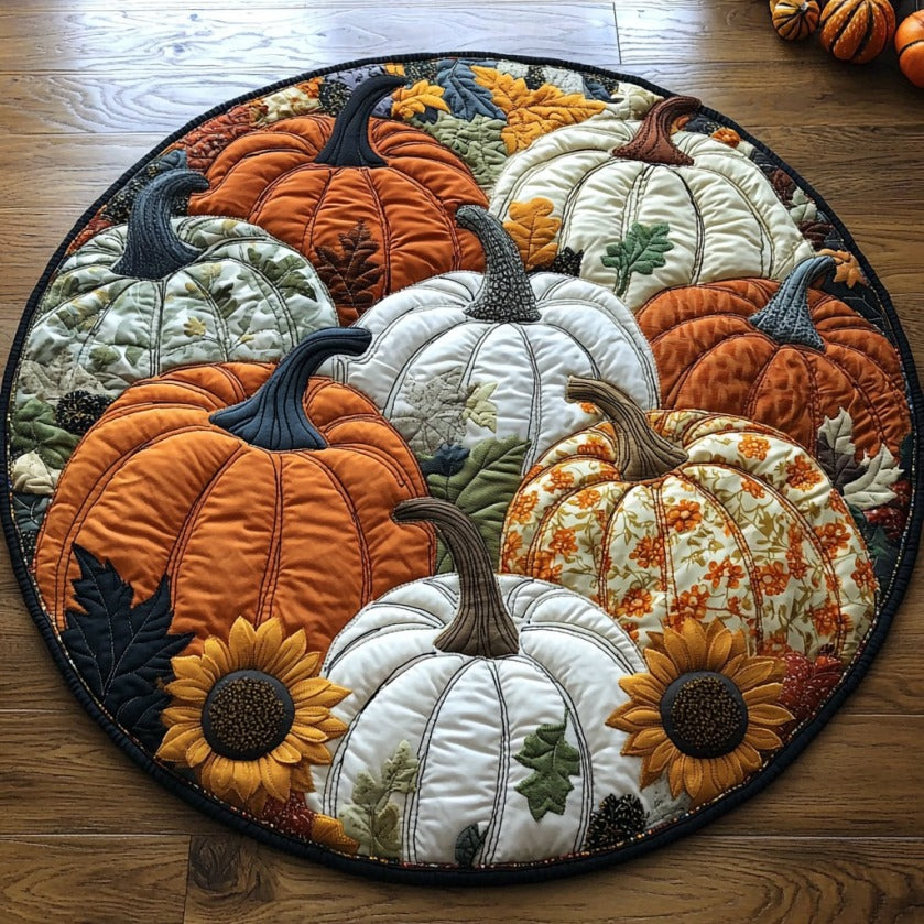 Fabric Pumpkins XR0310016CL Quilted Round Mat