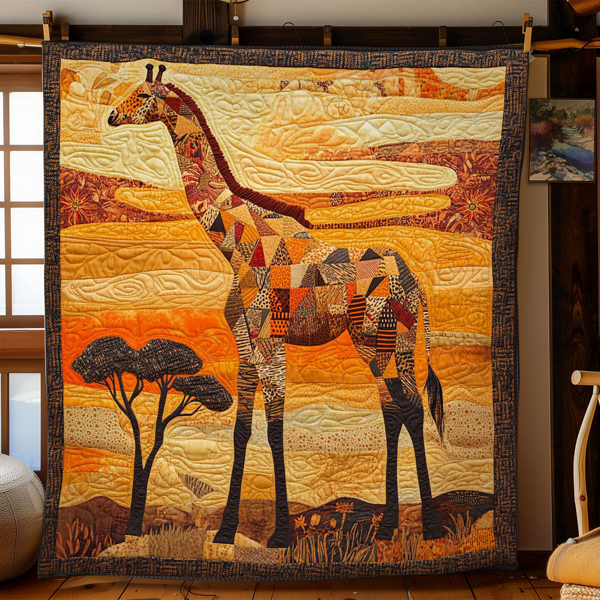 Golden African Giraffe WN0403035CL Quilt