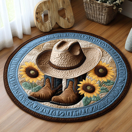 Rustic Cowboy Sunflower KL1312030CL Quilted Round Mat