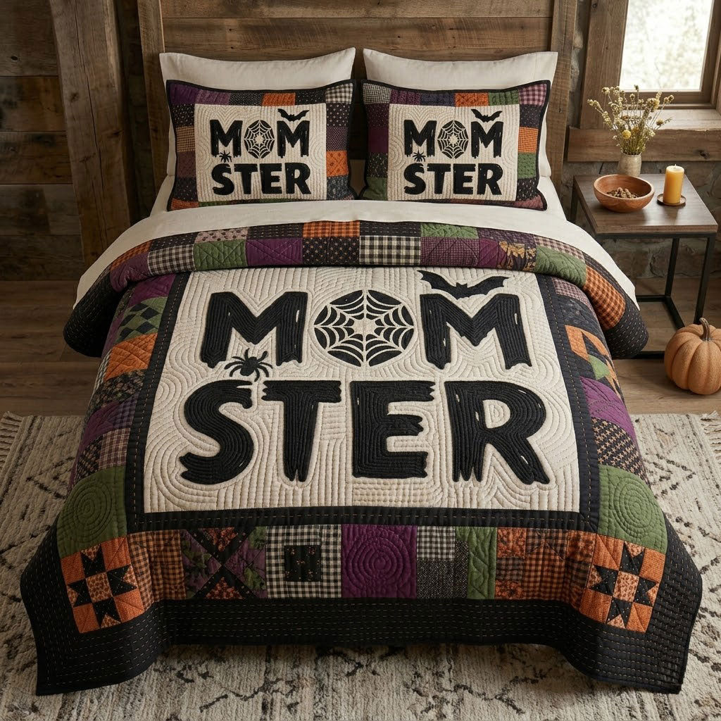Spooky Momster Halloween Patchwork WN0604022CL Duvet Cover Set