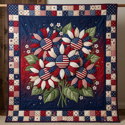 American Flag Sunflowers XR0804010CL Quilt
