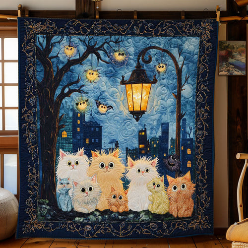 Silly Cat Spooky Night WN1103045CL Quilt