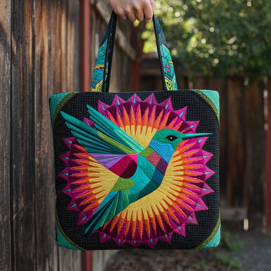 Geometric Hummingbird XR2611010CL Quilted Tote Bag