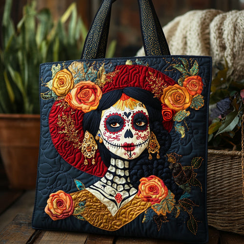Skeleton Lady Floral Dream WN1810068CL Quilted Tote Bag
