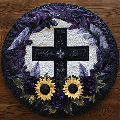 Eternal Light Cross WN2108033CL Quilted Round Mat