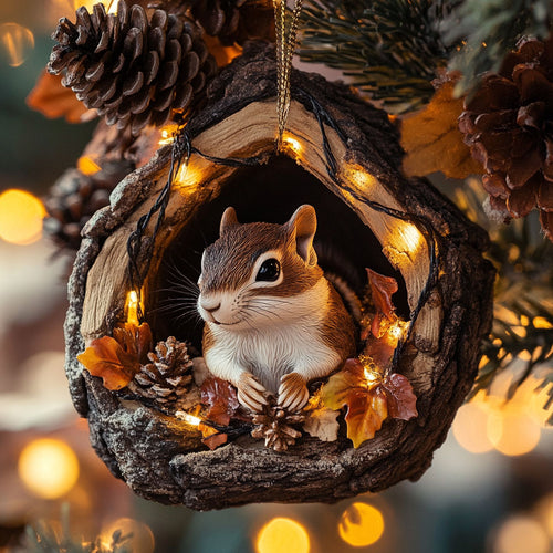 Leaf Cabin Chipmunk WN2411049CL Christmas Ornament