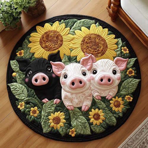 Three Little Pigs Sunflower KL0412015CL Quilted Round Mat