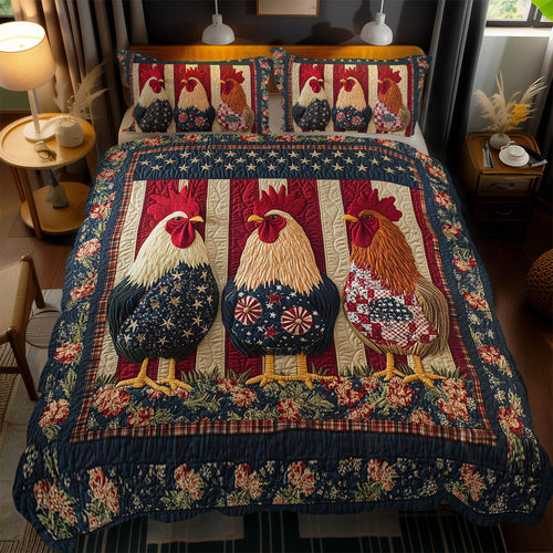 Stars And Stripes Rooster WN1002082CL Duvet Cover Set