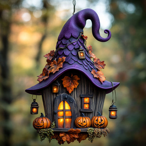 Witch Hat House Rustic WN0312034CL Christmas Ornament
