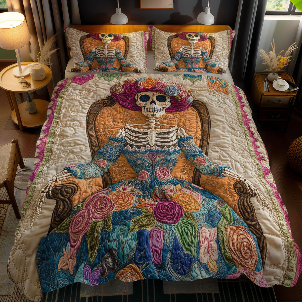 Elegant Skeleton Lady WN0703080CL Duvet Cover Set