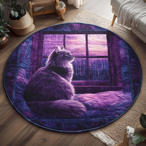 Amethyst Night Cat WJ1301129CL Quilted Round Mat