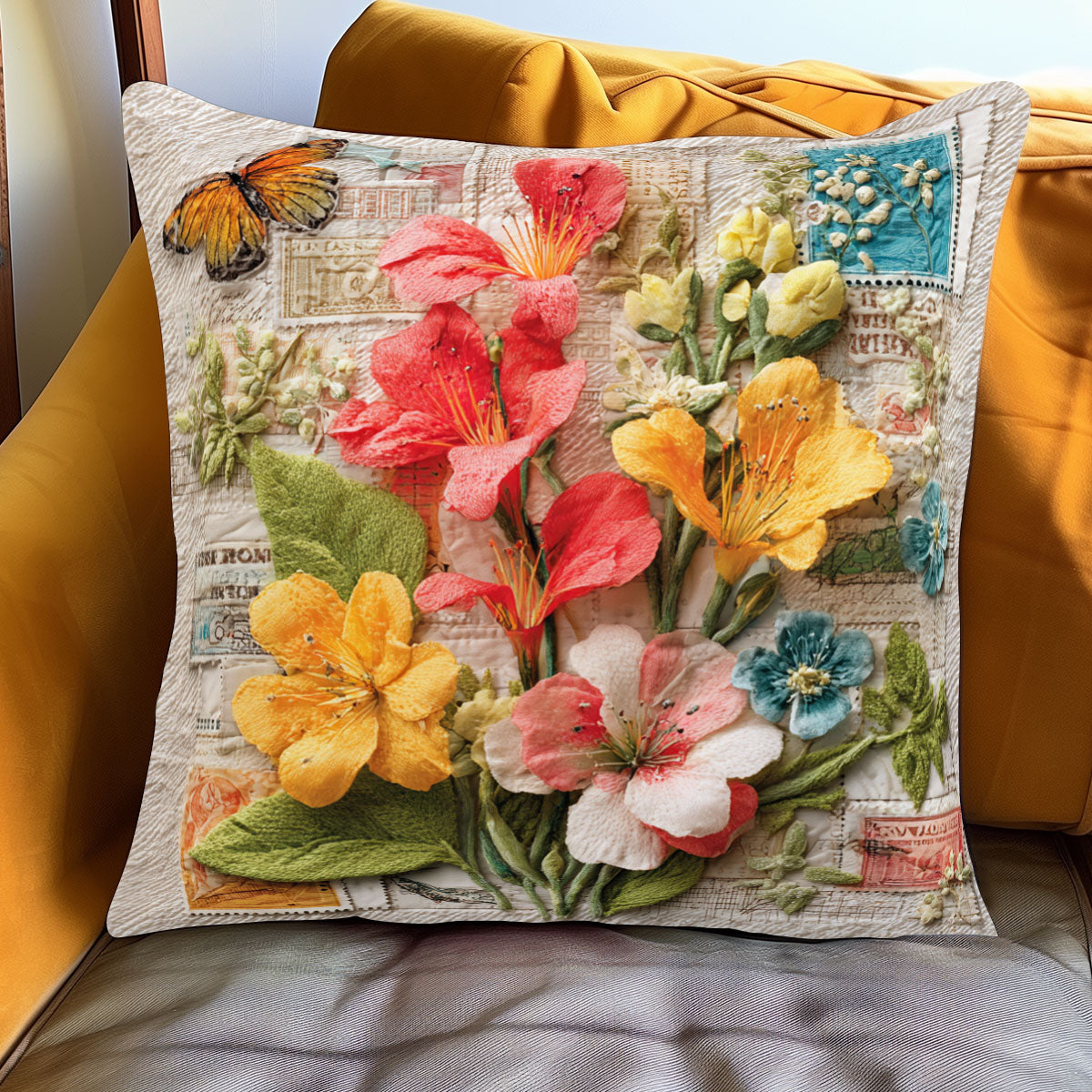 Antique Garden Stamps WJ0901129CL Quilt Pillow Case