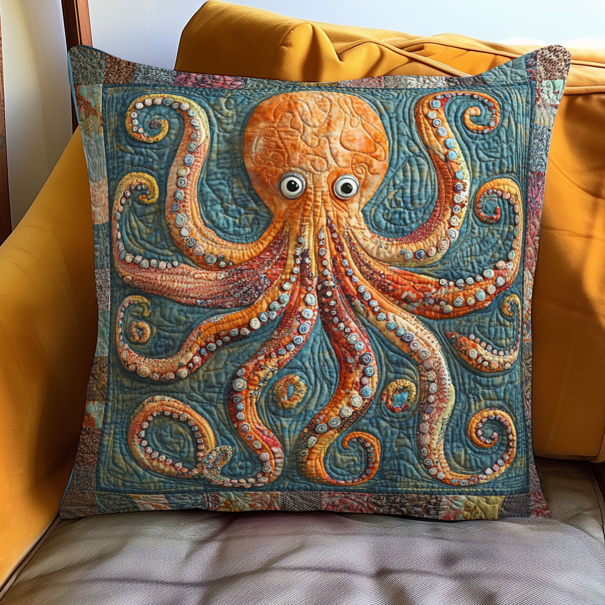 Antique Patchwork Octopus WJ0901108CL Quilt Pillow Case