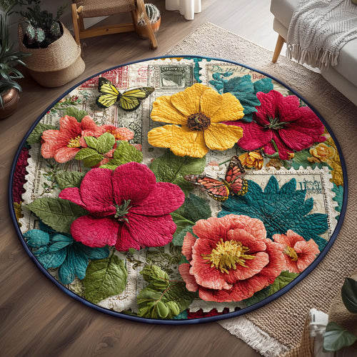 Antique Stamp Botanicals WJ0901165CL Quilted Round Mat