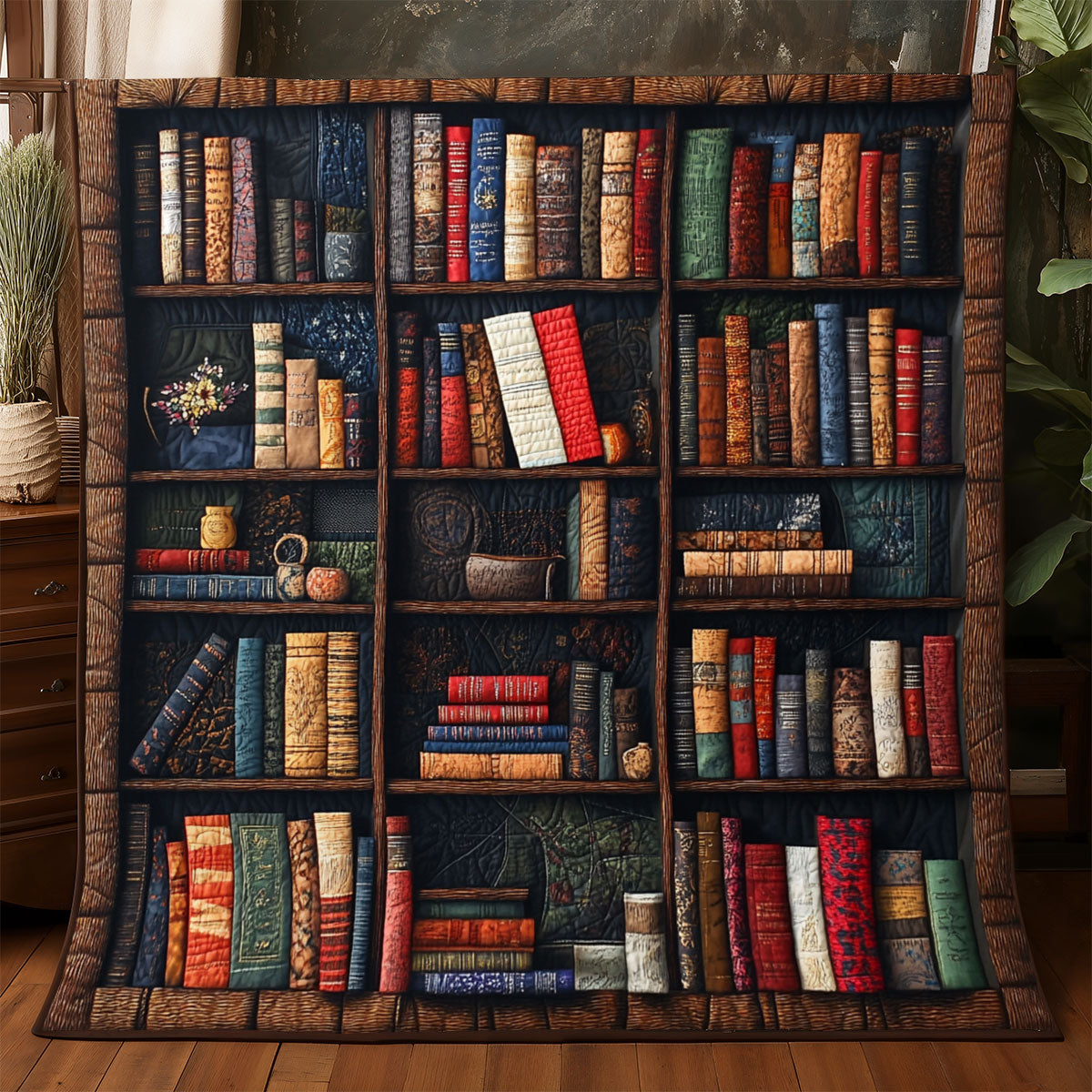 Antique Vintage Bookself WJ0701018CL Quilt