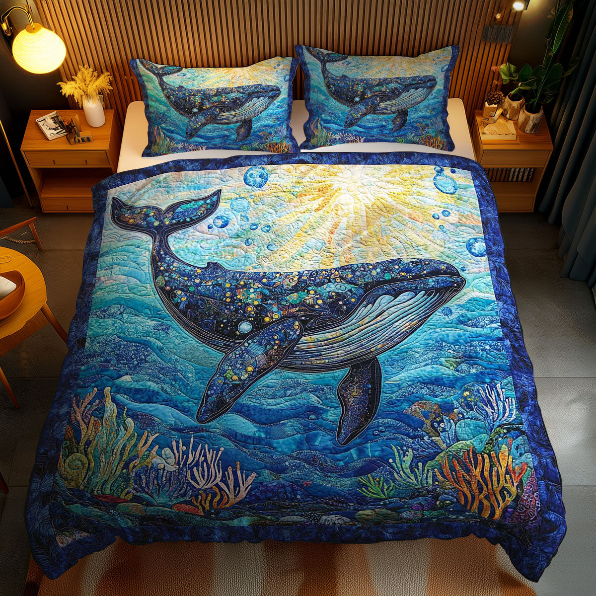 Ocean Whales WN0803111CL Duvet Cover Set