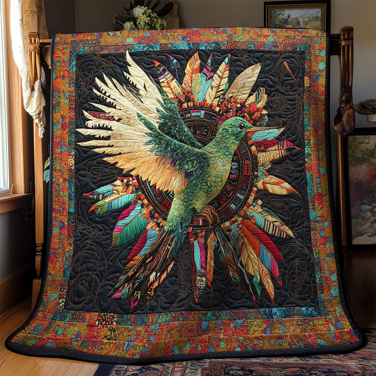 Golden Feather Hummingbird WN0302025CL Quilt