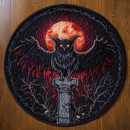 Crimson Owl Night CW2908001CL Quilted Round Mat