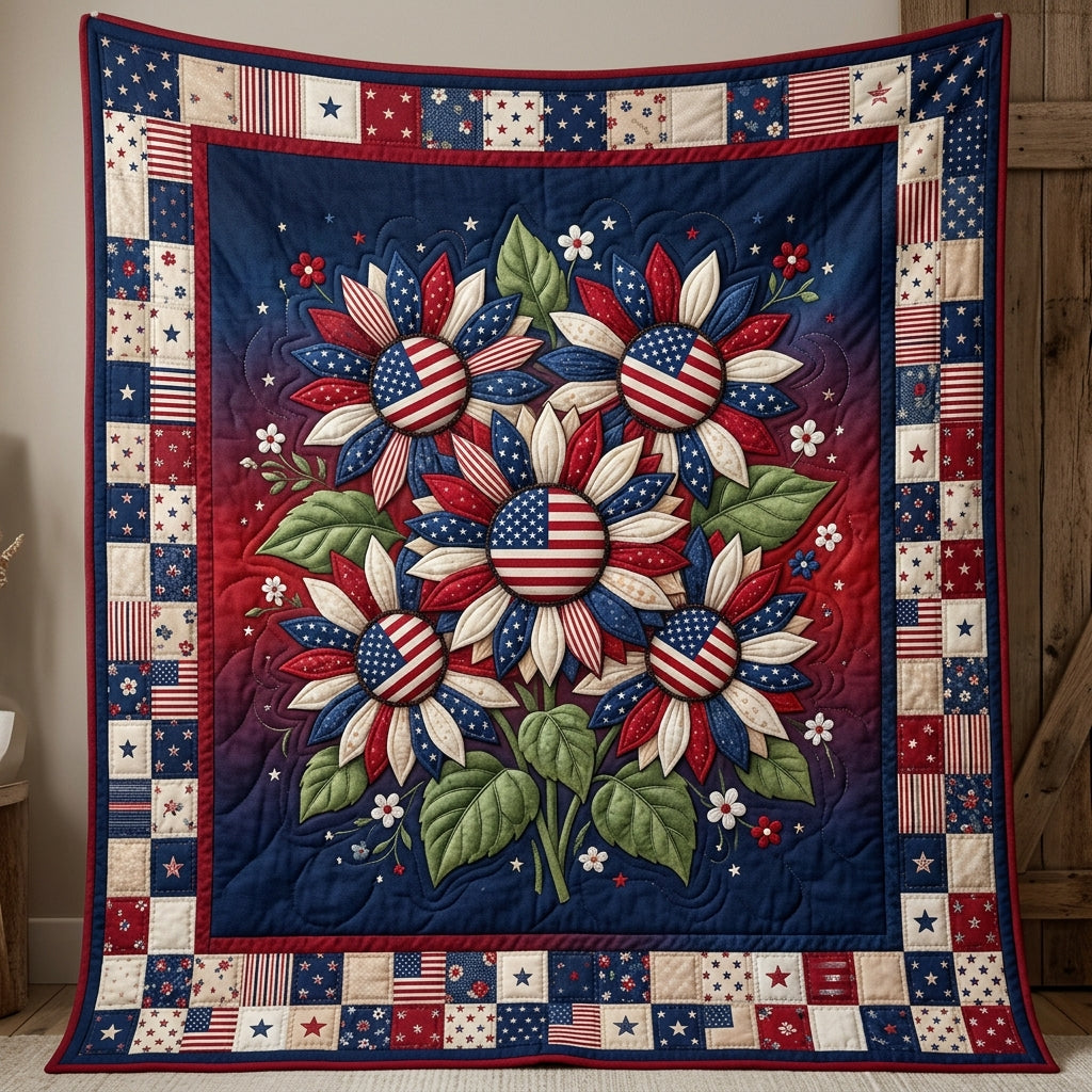 American Flag Sunflowers XR0804009CL Quilt