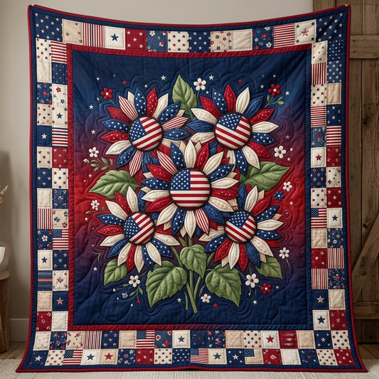 American Flag Sunflowers XR0804009CL Quilt