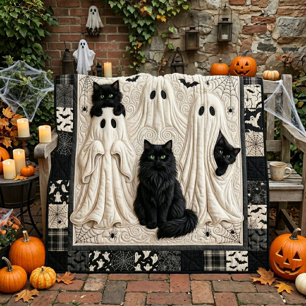 Spooky Black Cat Ghost WN0905017CL Quilt