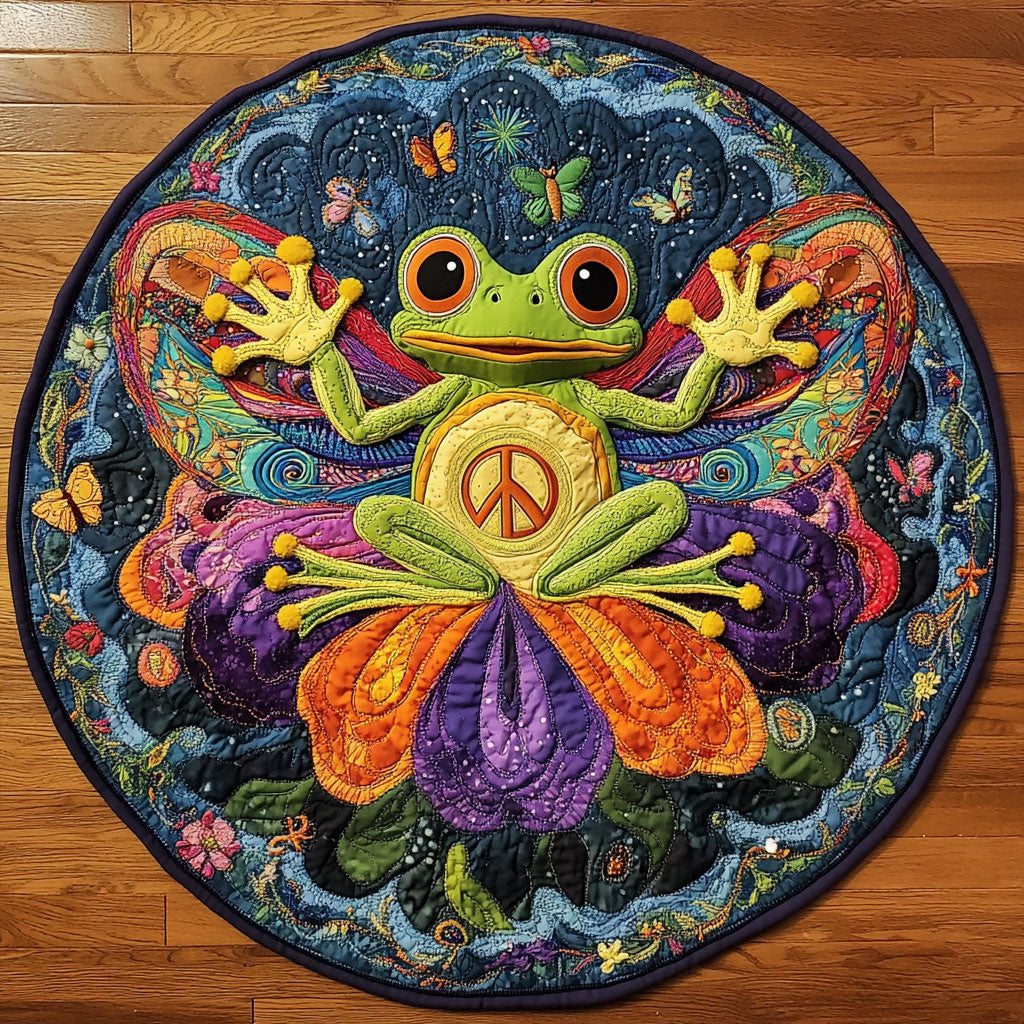 Frog Wishes WN1106062CL Quilted Round Mat