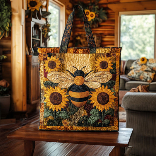 Vintage Sunflower Honeybee KL0312006CL Quilted Tote Bag