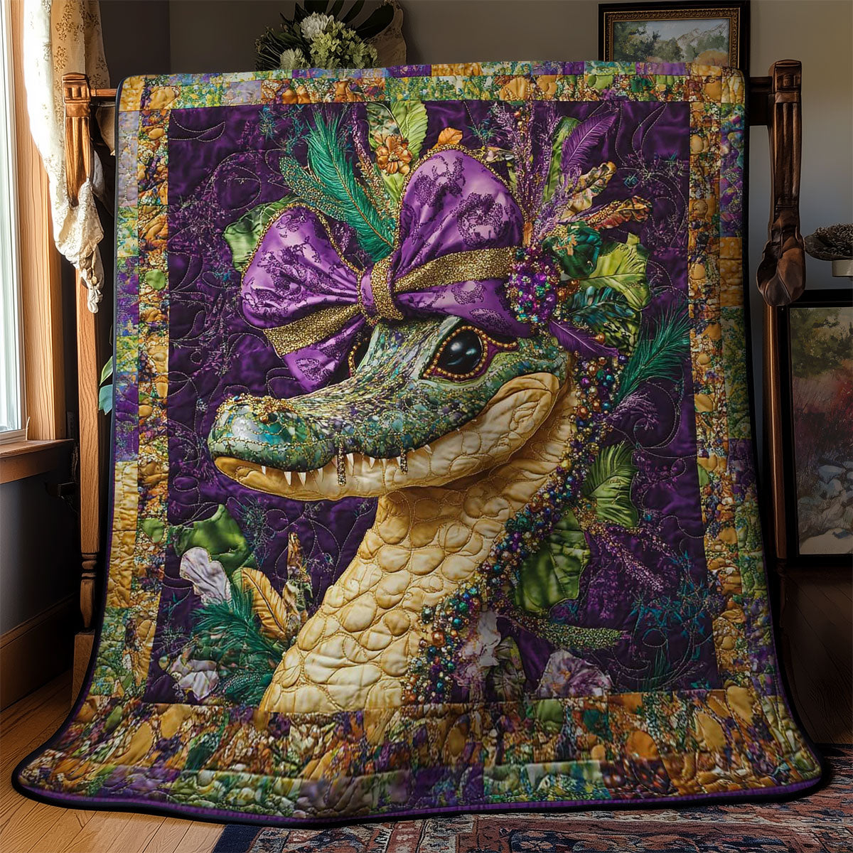 Mardi Gras Crocodile WN1203024CL Quilt