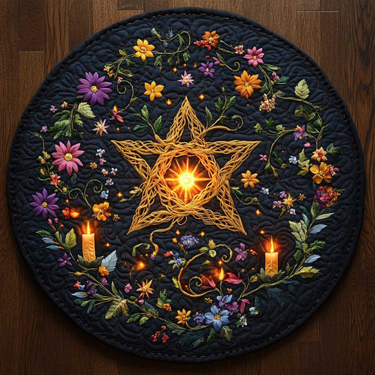Mystic Pentagram WN0605015CL Quilted Round Mat