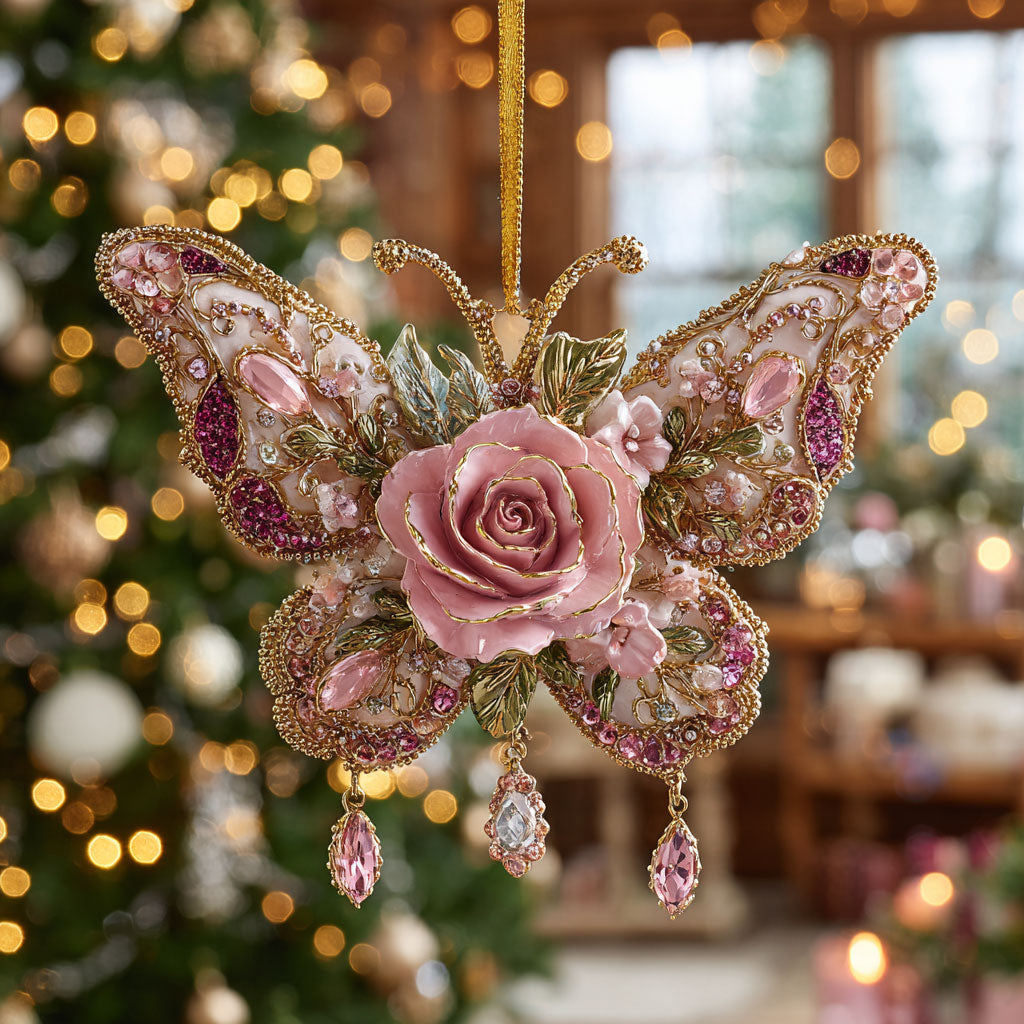 Pink Rose Whisper CW0412111CL Christmas Ornament