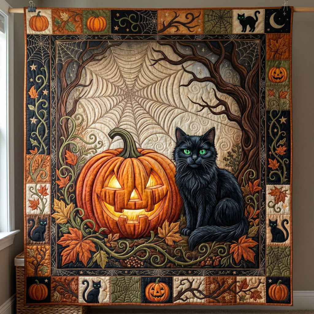 Midnight Pumpkin Cat WN0605015CL Quilt