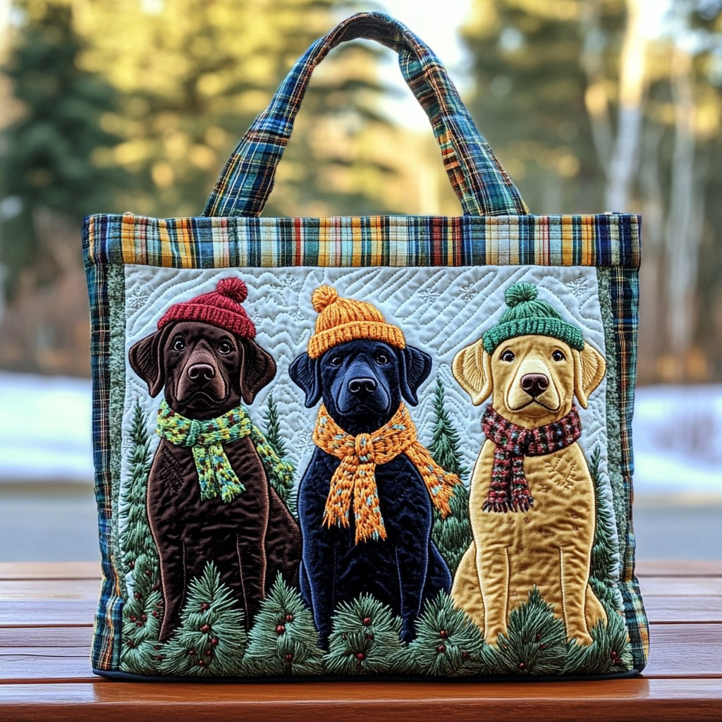 Snowy Beanie Labradors XR2910012CL Quilted Tote Bag