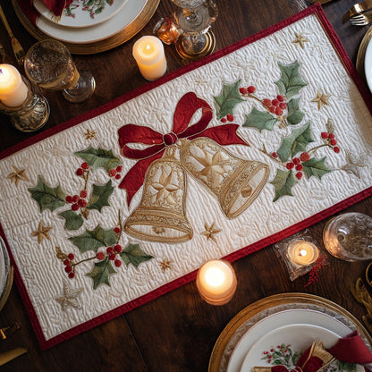 Joyful Christmas Bells XR1011016CL Quilted Table Runner