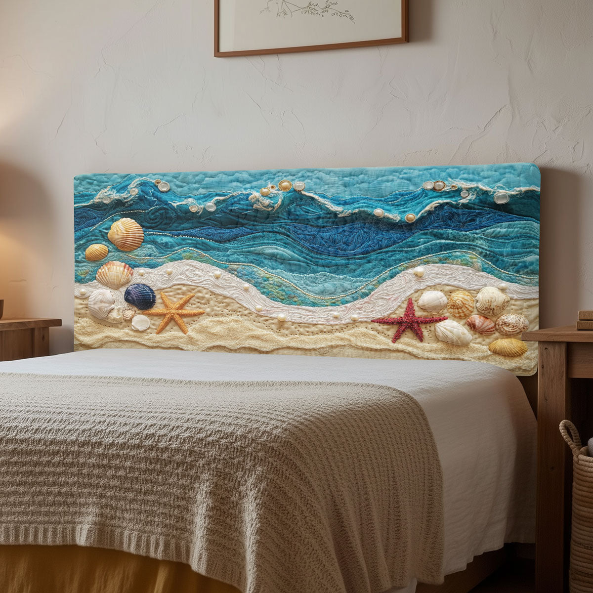 Sea Glow Wave CW1212044CL Quilted Headboard Slipcover