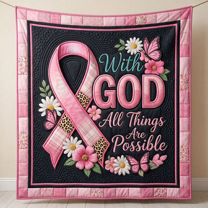 Faith Hope Pink Ribbon Christian WN2804009CL Quilt