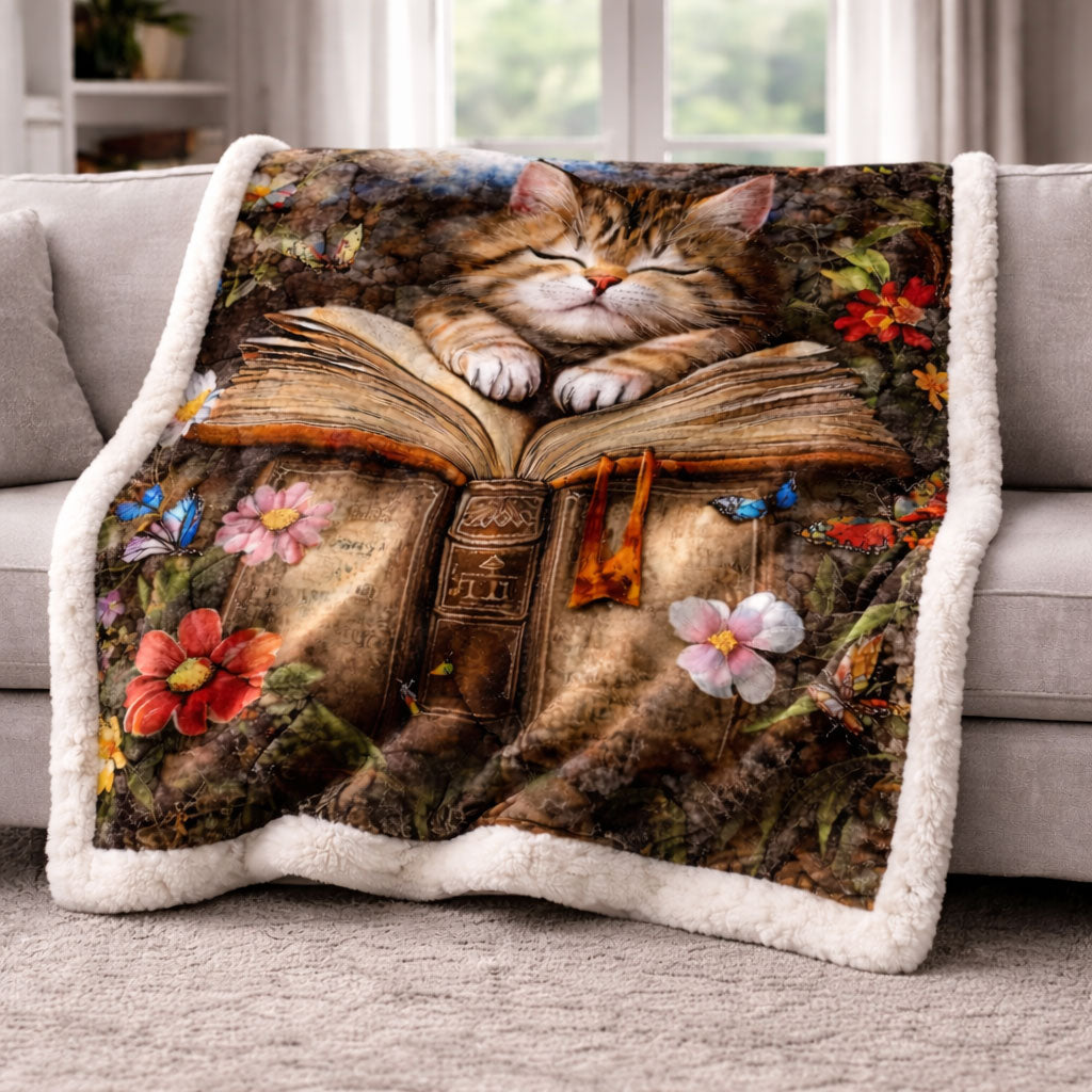 Catnap on a Storybook KL3101007CL Faux Fur Throw Blanket