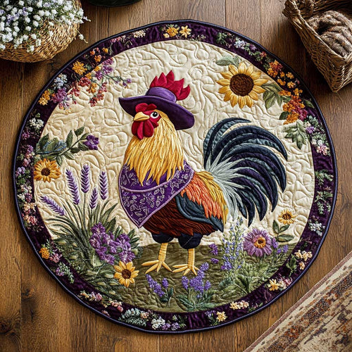 Morning Rooster WN2804045CL Quilted Round Mat