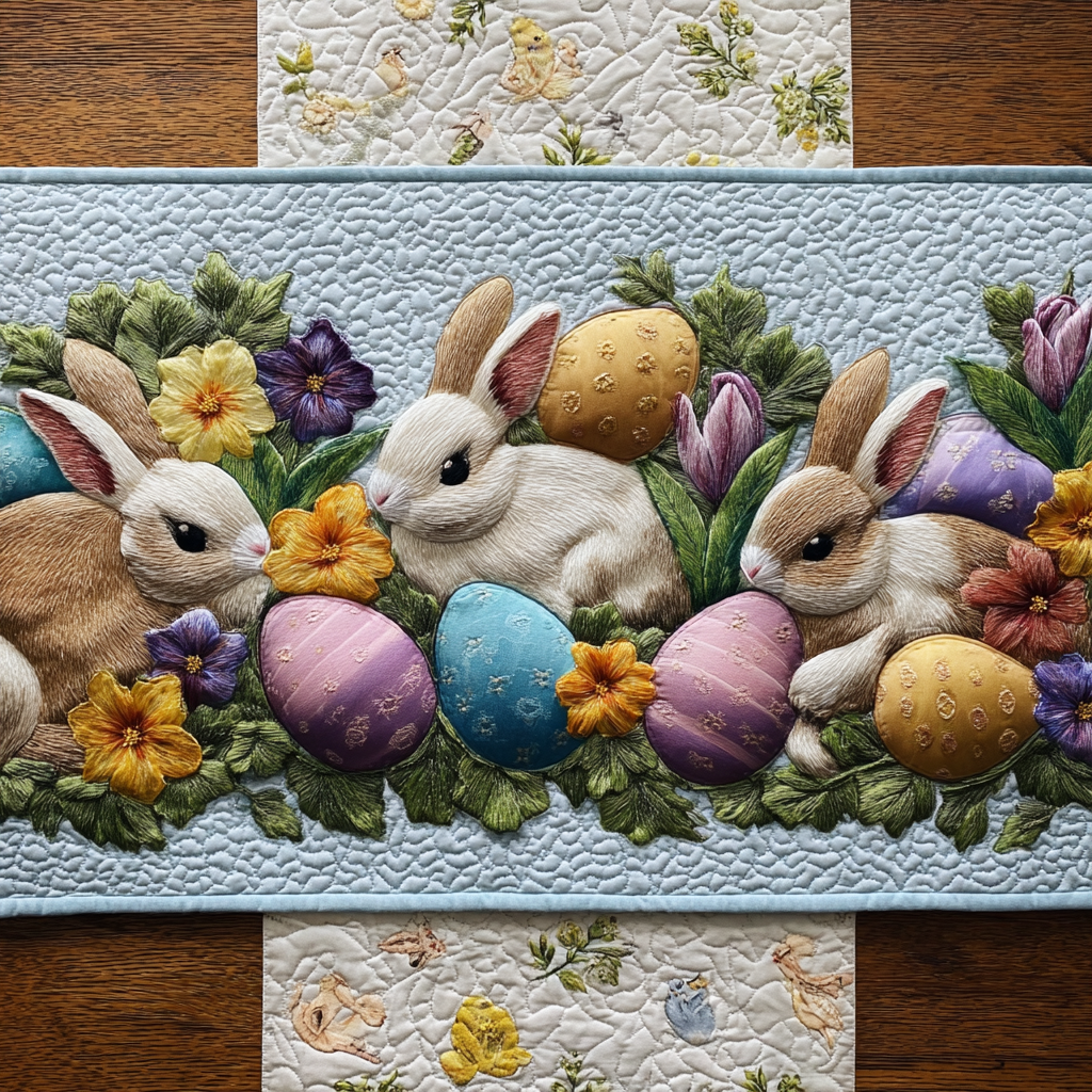 Bunny Bliss XR1201029CL Quilted Table Runner