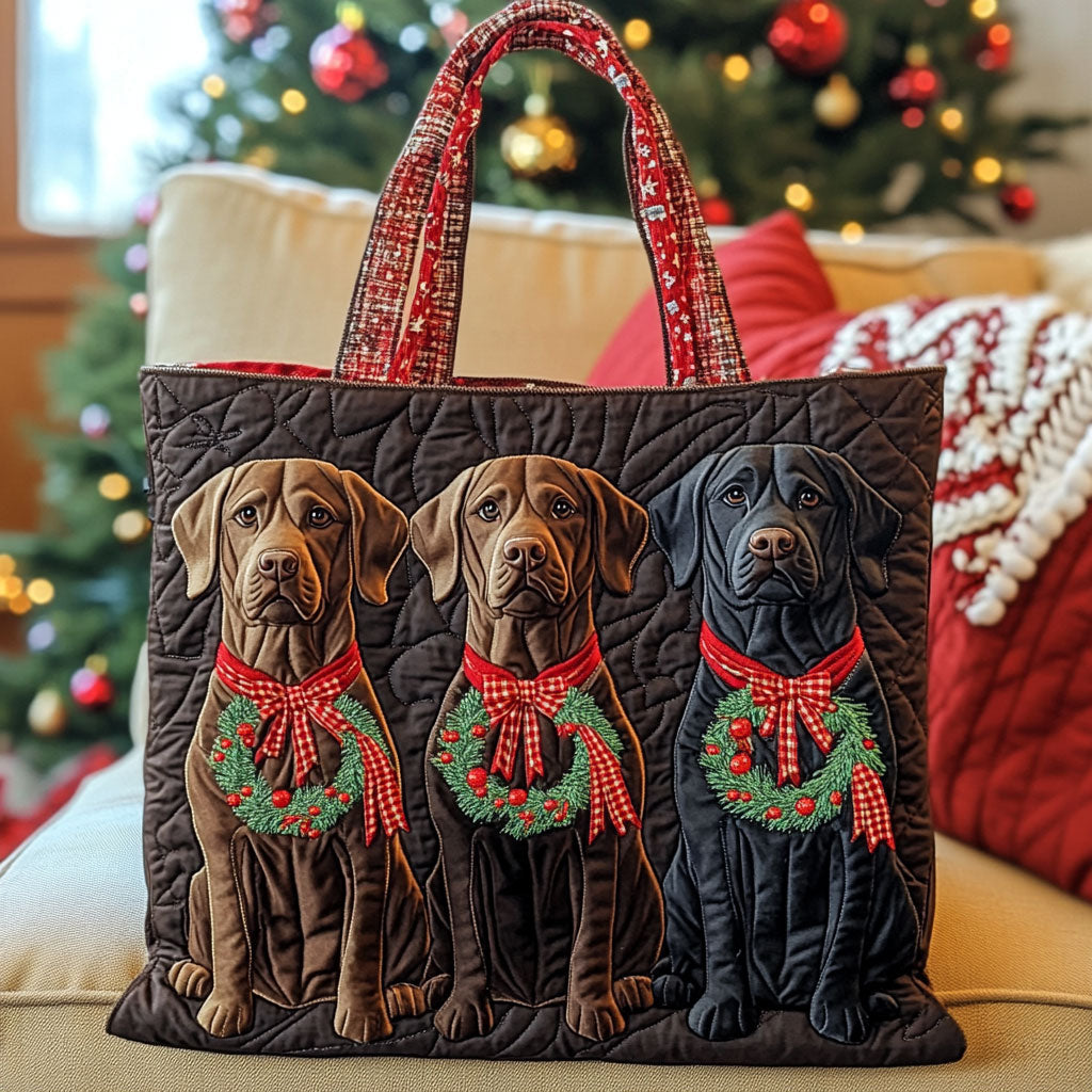 Labrador Holiday Wreath WN1710067CL Quilted Tote Bag